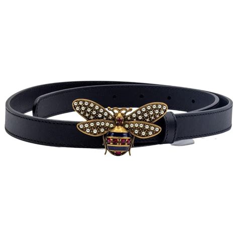 gucci queen margaret leather bee belt|Gucci leather belt.